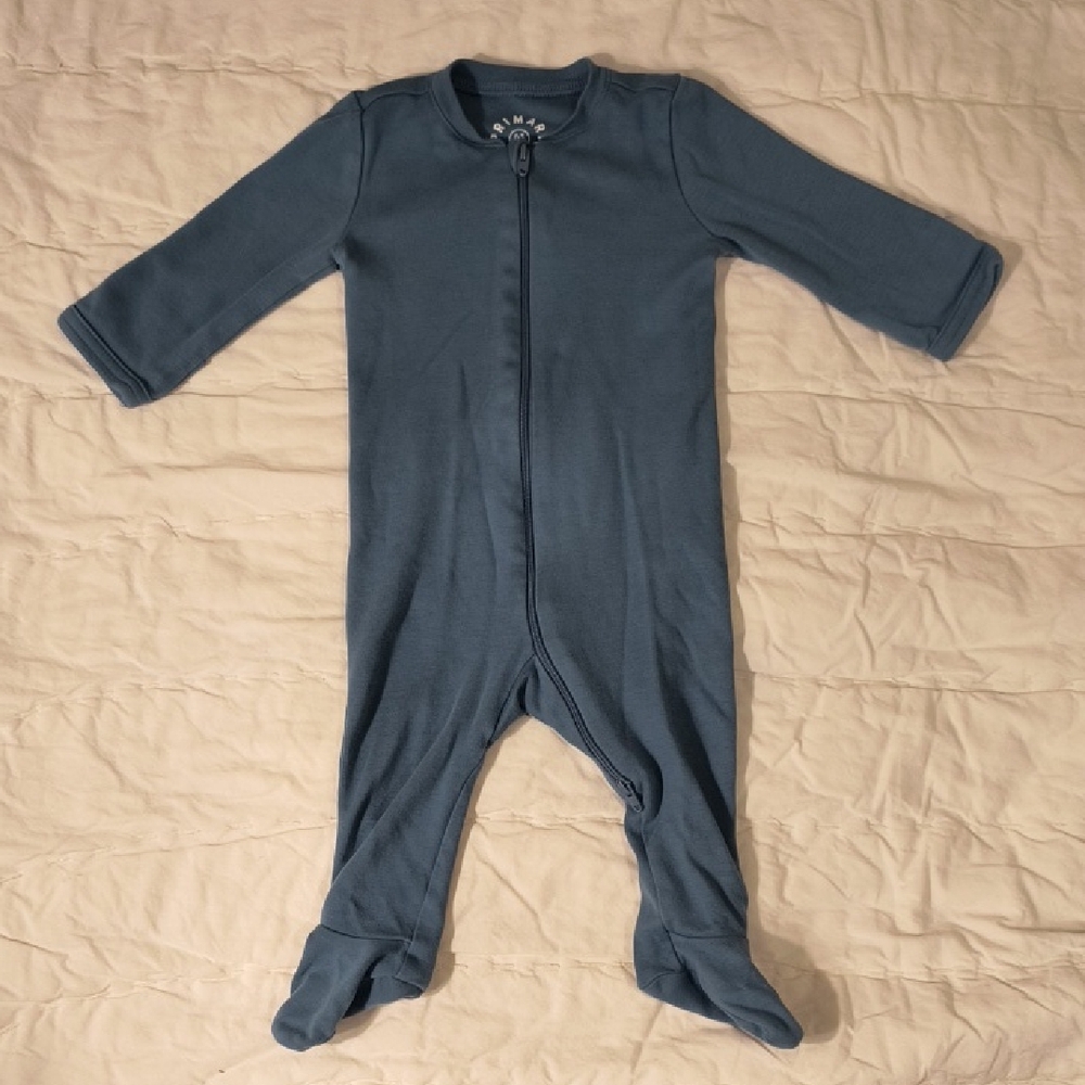 Primary Cozy Blue Footed Onesie